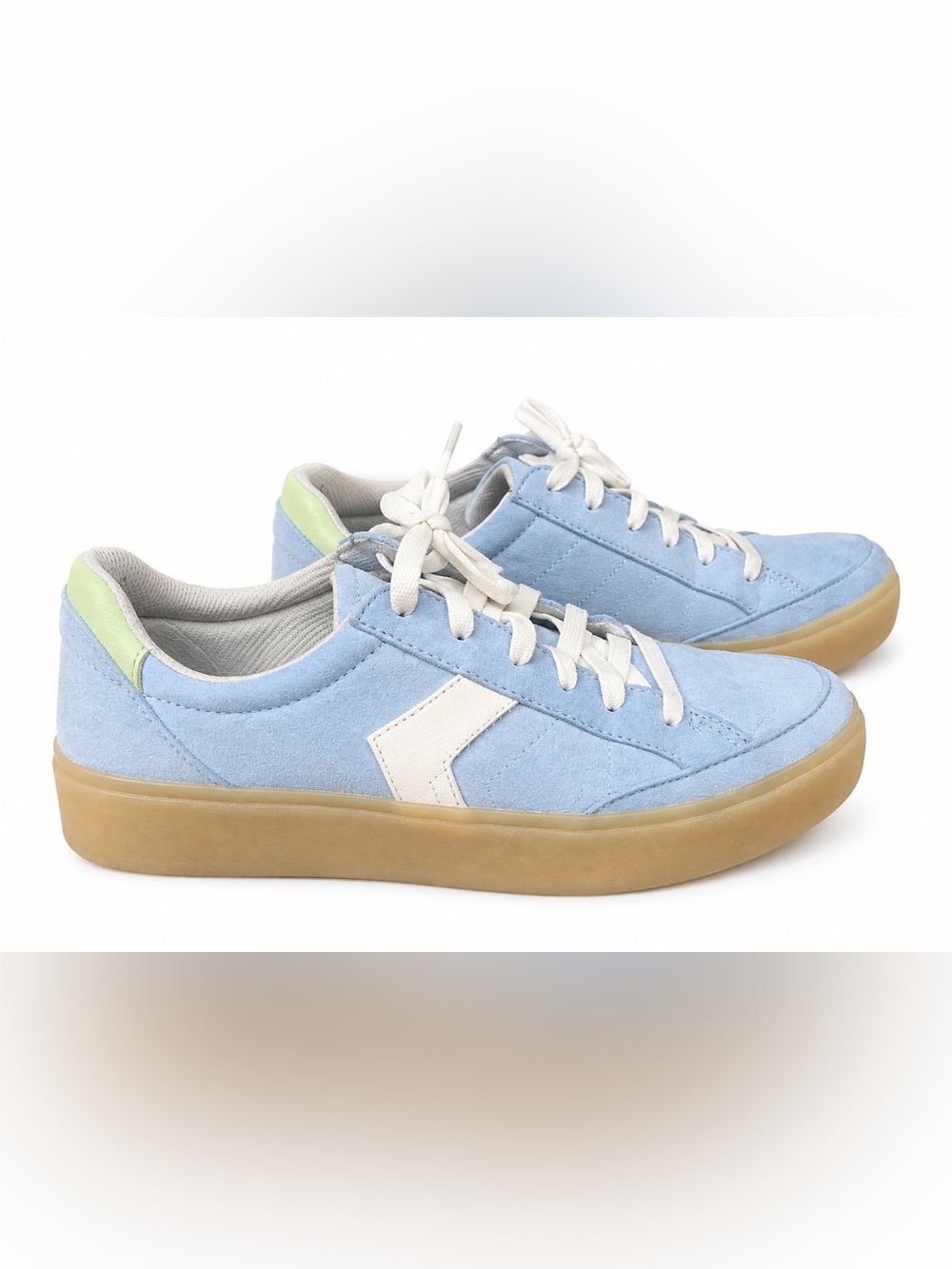 Dr. Scholl's Light Blue Suede Platform Sneakers with White Accents